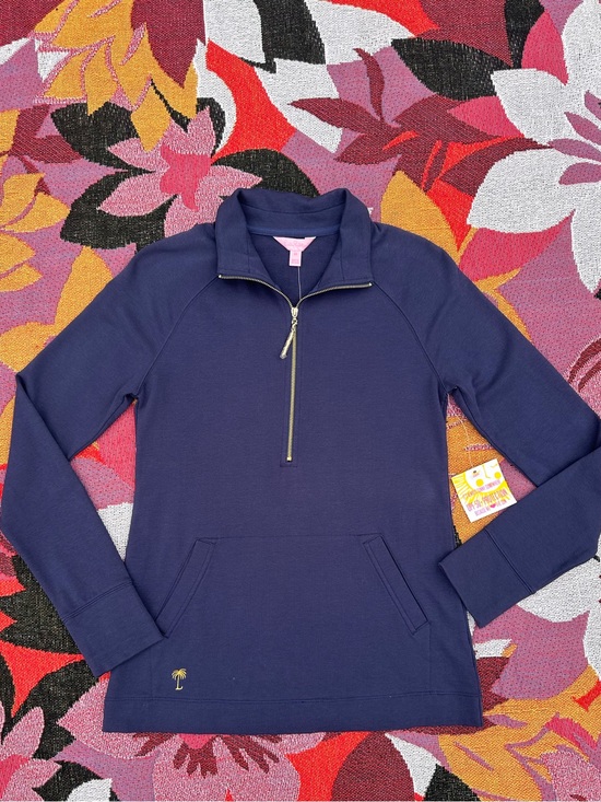 Lilly Pulitzer Tops - Lilly Pulitzer Skipper Popover True Navy Half-Zip Pullover with Gold Zipper NWT